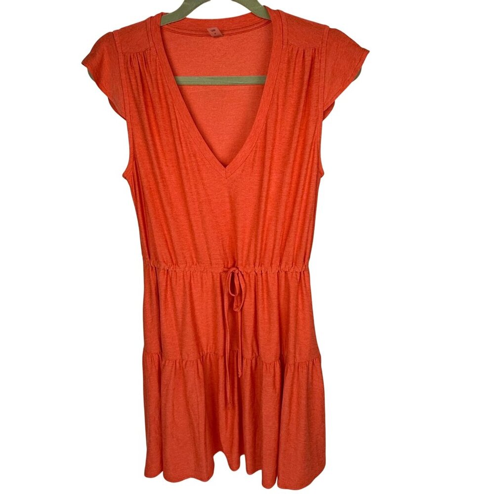 Beyond Yoga Featherweight Mini Dress Ruffle Cinch Waist Coral Pink Sz. S